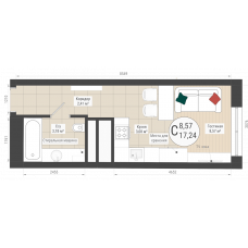 Планировка: Студия, 17.2 м²