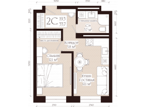 2-комн. · 33.7 м²