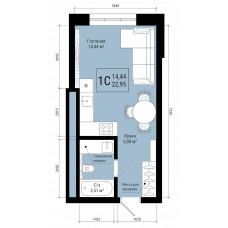 Планировка: 1-комн. квартира, 23 м²