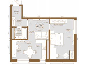 2-комн. · 53.2 м²