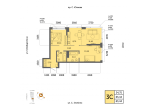 3-комн. · 63,4 м²