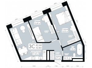 3-комн. · 52.9 м²