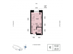 1-комн. · 26,5 м²