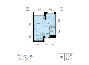 2-комн. · 43,8 м²