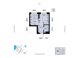 1-комн. · 33,3 м²