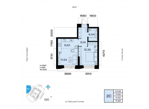 2-комн. · 41,6 м²