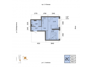 2-комн. · 38,4 м²