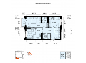 3-комн. · 61,7 м²