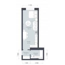 Планировка: Студия, 31.2 м²