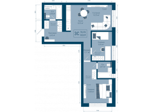 3-комн. · 60.7 м²