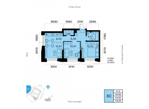 3-комн. · 50 м²