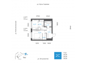 2-комн. · 36,6 м²