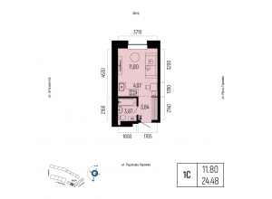 1-комн. · 24,5 м²