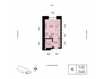 Планировка 1-комн. · 24.5 м²
