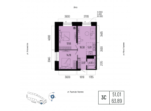 3-комн. · 63,9 м²