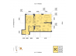 3-комн. · 63,5 м²