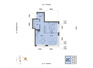 2-комн. · 49,5 м²