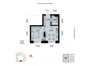1-комн. · 30,2 м²