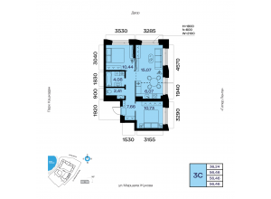 3-комн. · 56,5 м²