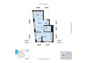 2-комн. · 44,5 м²