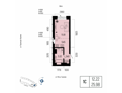 Планировка 1-комн. · 26 м²