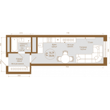 Планировка: Студия, 28.8 м²