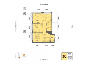 3-комн. · 66,3 м²