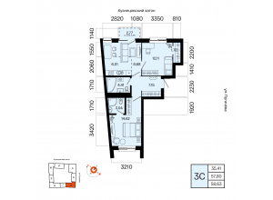 3-комн. · 58,6 м²