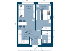 2-комн. · 40.8 м²