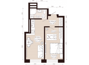 2-комн. · 36.5 м²