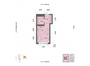 1-комн. 24,6 м² — Урбаника