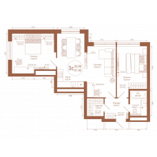 Планировка: 3-комн. квартира, 67.4 м²