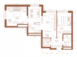 3-комн. · 67.4 м²