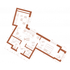 Планировка: 2-комн. квартира, 57.2 м²