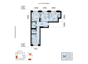 3-комн. · 67,2 м²