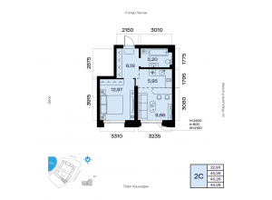 2-комн. · 40,3 м²