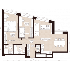 Планировка: 3-комн. квартира, 70 м²