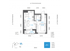 2-комн. · 48,6 м²