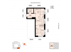 2-комн. · 40,3 м²