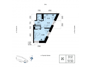 2-комн. · 51,5 м²