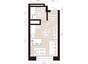1-комн. · 18.4 м²