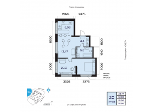 2-комн. · 51,8 м²
