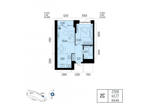 2-комн. · 44,4 м²