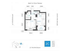 2-комн. · 41,4 м²