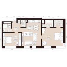 Планировка: 3-комн. квартира, 70.1 м²