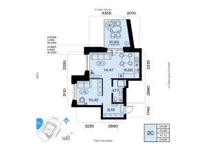 2-комн. · 47,1 м²