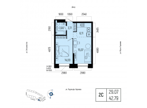 2-комн. · 42,8 м²