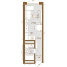 Планировка: Студия, 21 м²