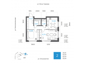 2-комн. · 53,5 м²