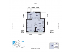 1-комн. · 38,8 м²